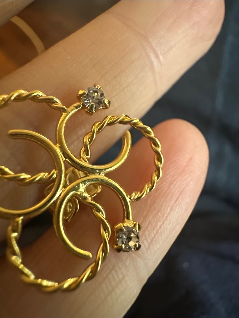 Gold over Sterling, stud back, earrings, Sort of Modern